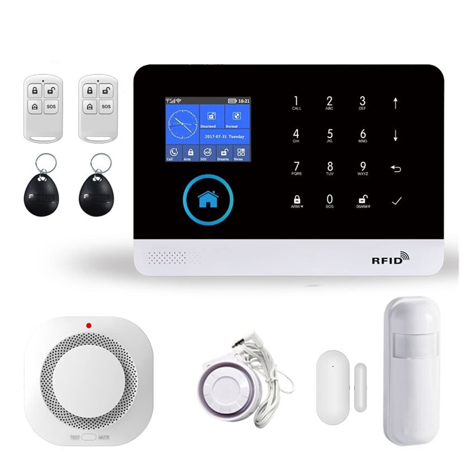 Sistema di allarme di sicurezza, PG-103. senza fili WiFi GSM. Allarme con finestra Metal Detector Sensore porta Smart Home Kit di sicurezza allarme for App Tya(GSM-Set C-)
