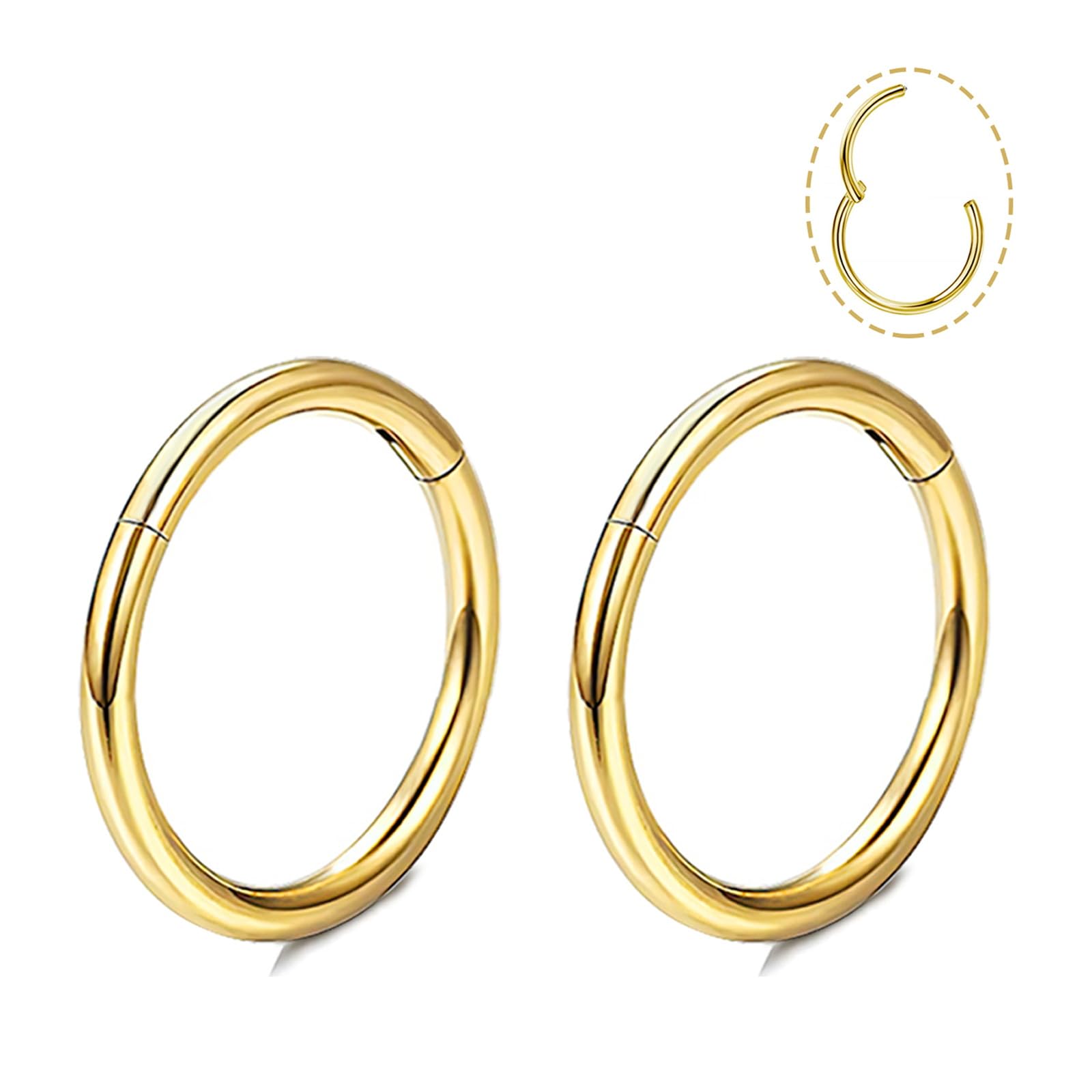 DAILI Small Gold Hoop Earrings, Lightweight 14K Gold Plated Huggie Hoop Earrings for Cartilage Helix Tragus, Hypoallergenic Earrings for Women Men,