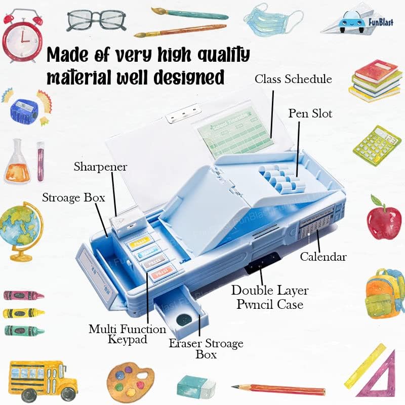 Image of LONGMIRE Plastic Pencil Box with Code Lock Pen Case Large Capacity Multi-Layer Multi-Function Storage Bag Secret Compartment Pencil Box for Kids- Multi-Color (Astronaut)