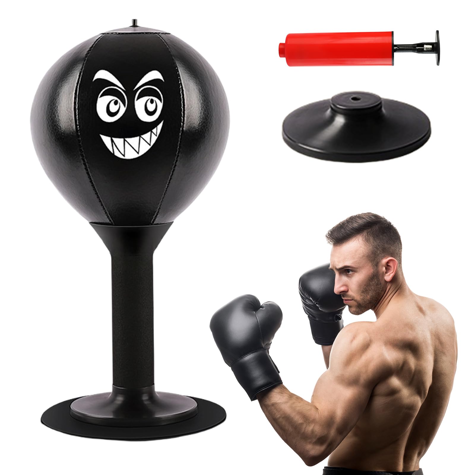 PORFOYO - Mini sacco da pugilato da tavolo, sacco da boxe da scrivania, sacco da pugilato per ufficio, giocattolo da scrivania, sacco da boxe da terra, sacco da pugilato desktop con forti ventose e