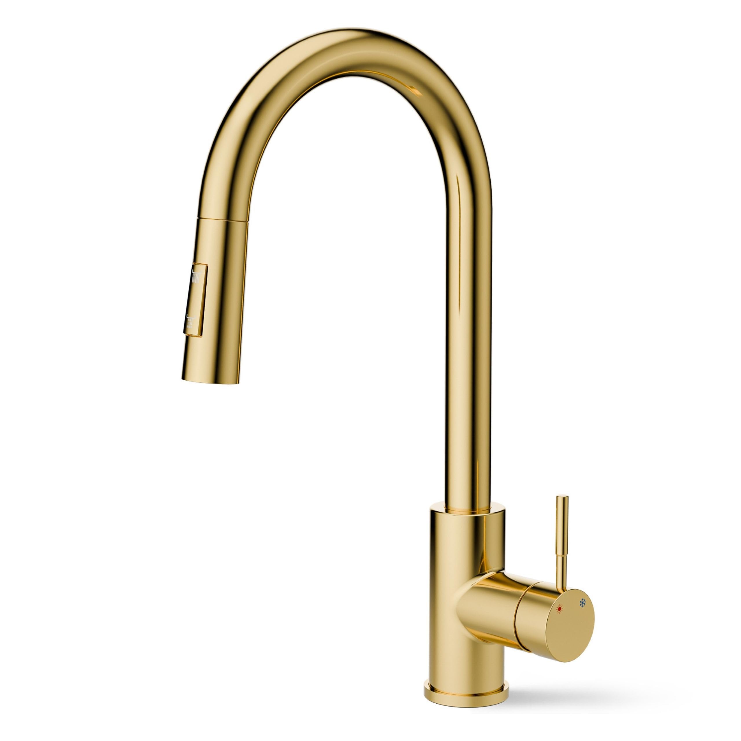 ANW HOME Küchenarmatur mit herausziehbarer Brause, Gold Edelstahl Mixer