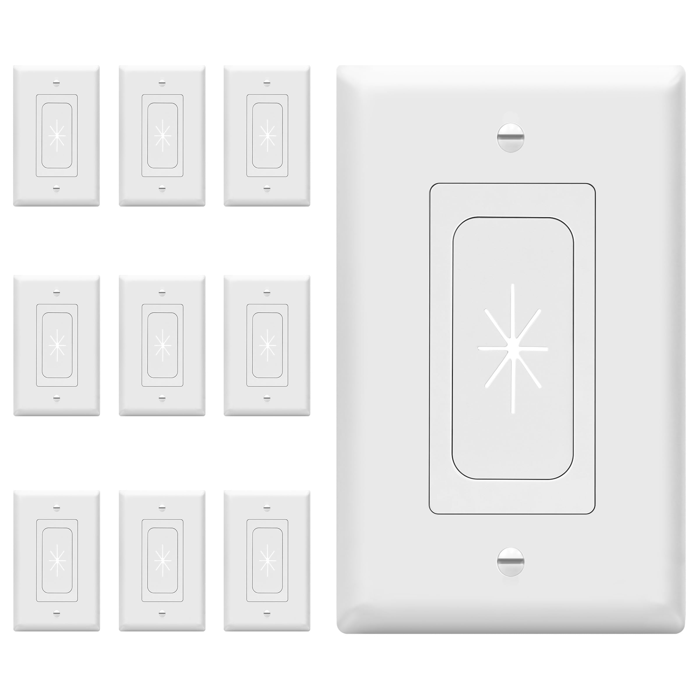 TOPGREENER TG8901 1-Gang Multimedia Rubber Pass-Through Insert with Decorator Wall Plate for Media Cables, Standard Size, White
