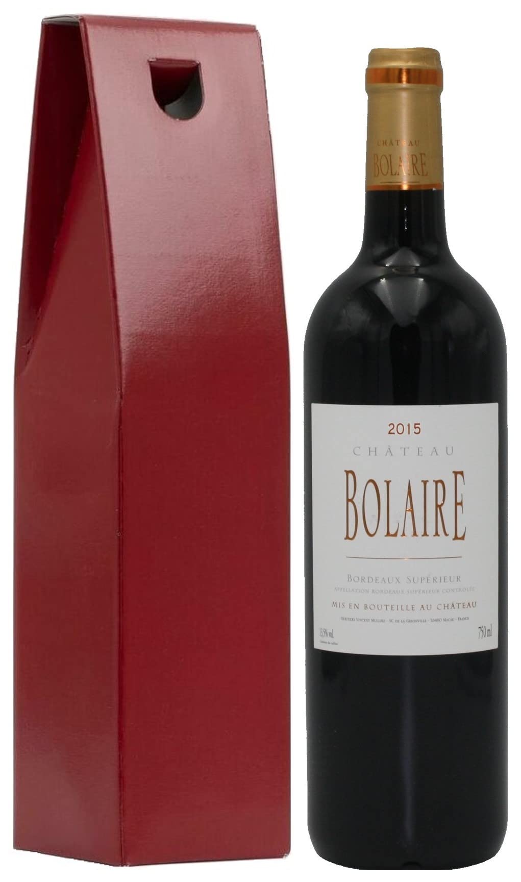 French Vintage Bordeaux Red Wine Gift - Château Bolaire 2015 - Grand Vin de Bordeaux 1 x 75cl, in a Red Gift Box