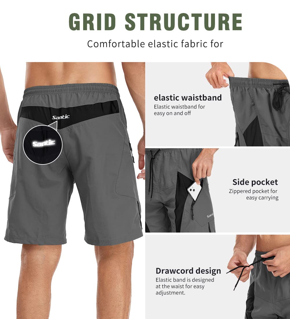 Santic Shorts de vélo pour Hommes avec 4D Rembourrage Séchage Rapide Respirants