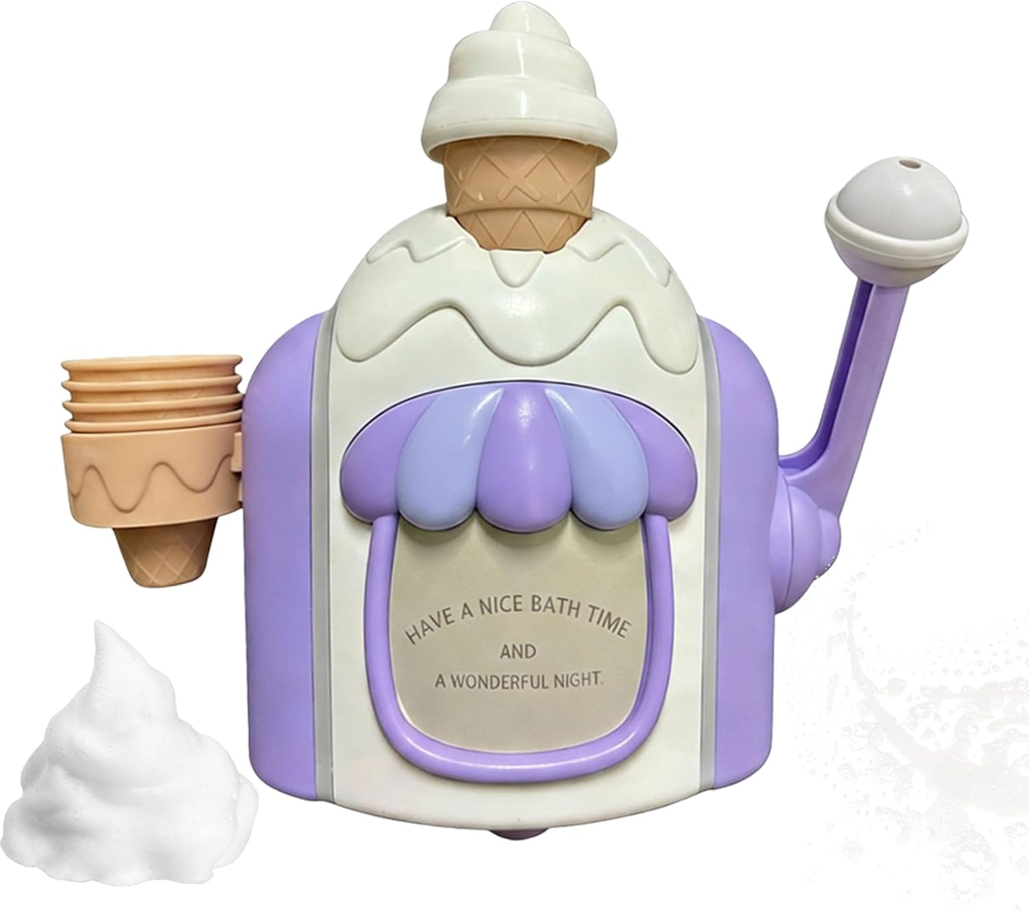 Bath Bubble Ice Cream Maker – 23x8x20.5cm Foam Machine Toy | DIY Pretend Play Soap Cone Station for | Wall-Mounted Bathtub Toy for Boys and Girls Ages 4+ | Durable ABS Construction