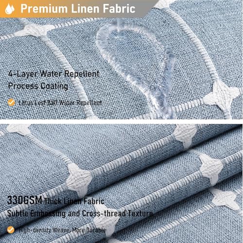 Image of BTTN Stall Shower Curtain - 60x84 Long Boho Farmhouse Linen Weighted Fabric Cloth Shower Curtain Set with 10 Plastic Hooks, Narrow Bohemian Country Decorative Thick Shower Curtains for Bathroom - Blue