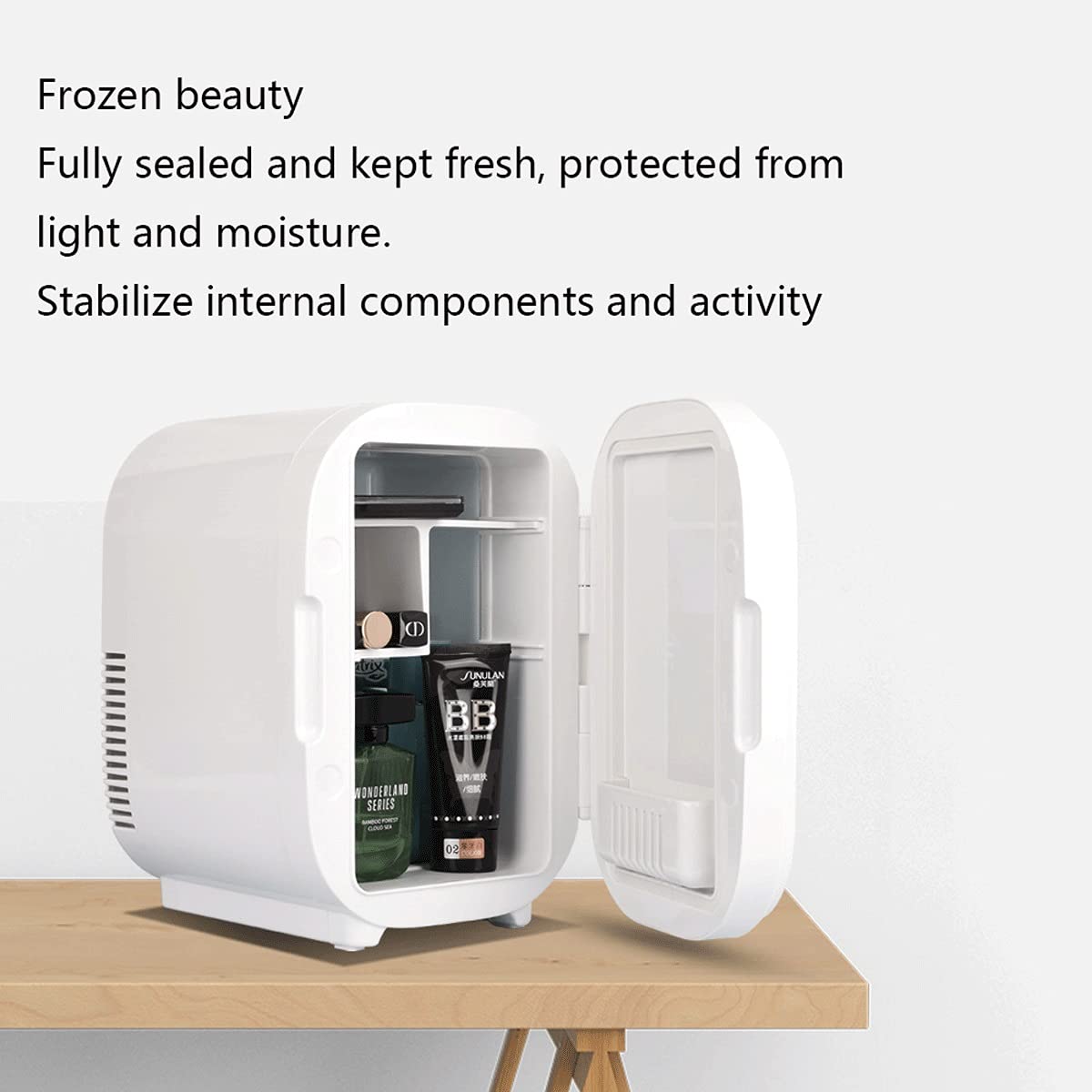 Mini refrigerador termoeléctrico portátil de 8 litros CA/CC, ideal para el cuidado de la piel, alimentos, hogar y viajes, 12/24 V, 110-220 V (color: verde, tamaño: 12 V/110 V/220 V)