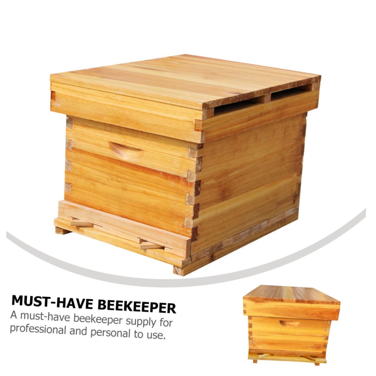 BESPORTBLE Wooden Bee Hive Box with Waxed Pine Wood, Breathable Screened Frame Beehive for Outdoor Garden Beekeeping, Safe and Sturdy Beekeeping Equipment Kit