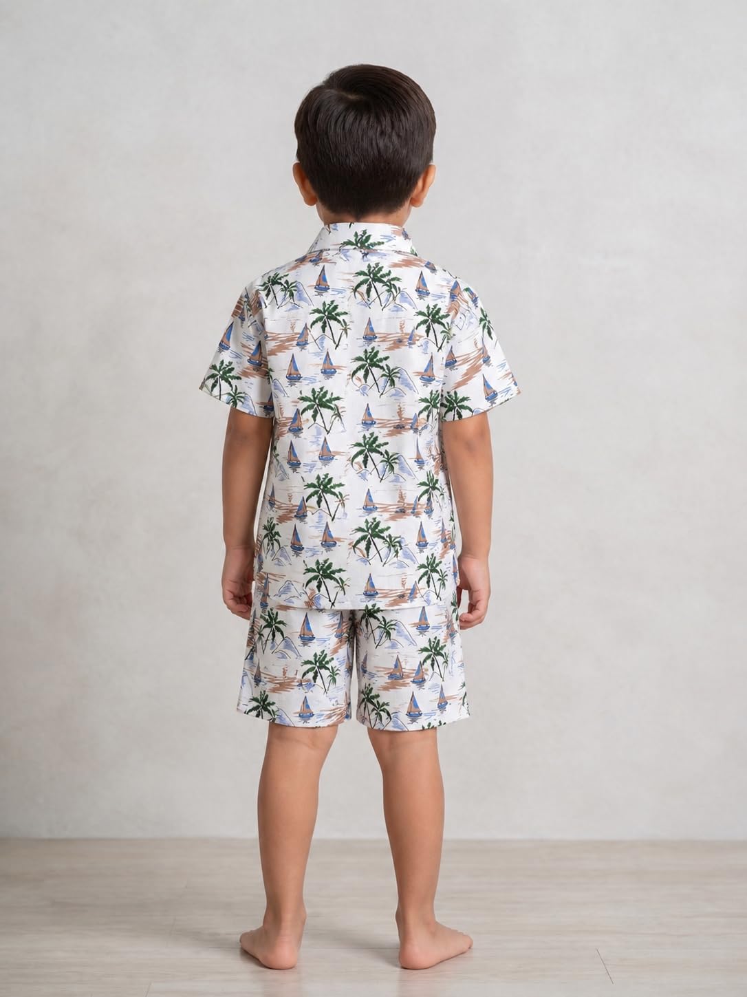 KEENUU Boys Printed Co-Ord Set | Half Sleeve Shirt & Shorts Combo Set for Kids | Stylish Casual Summer Wear Outfit for Boys (Green, 28A) 3