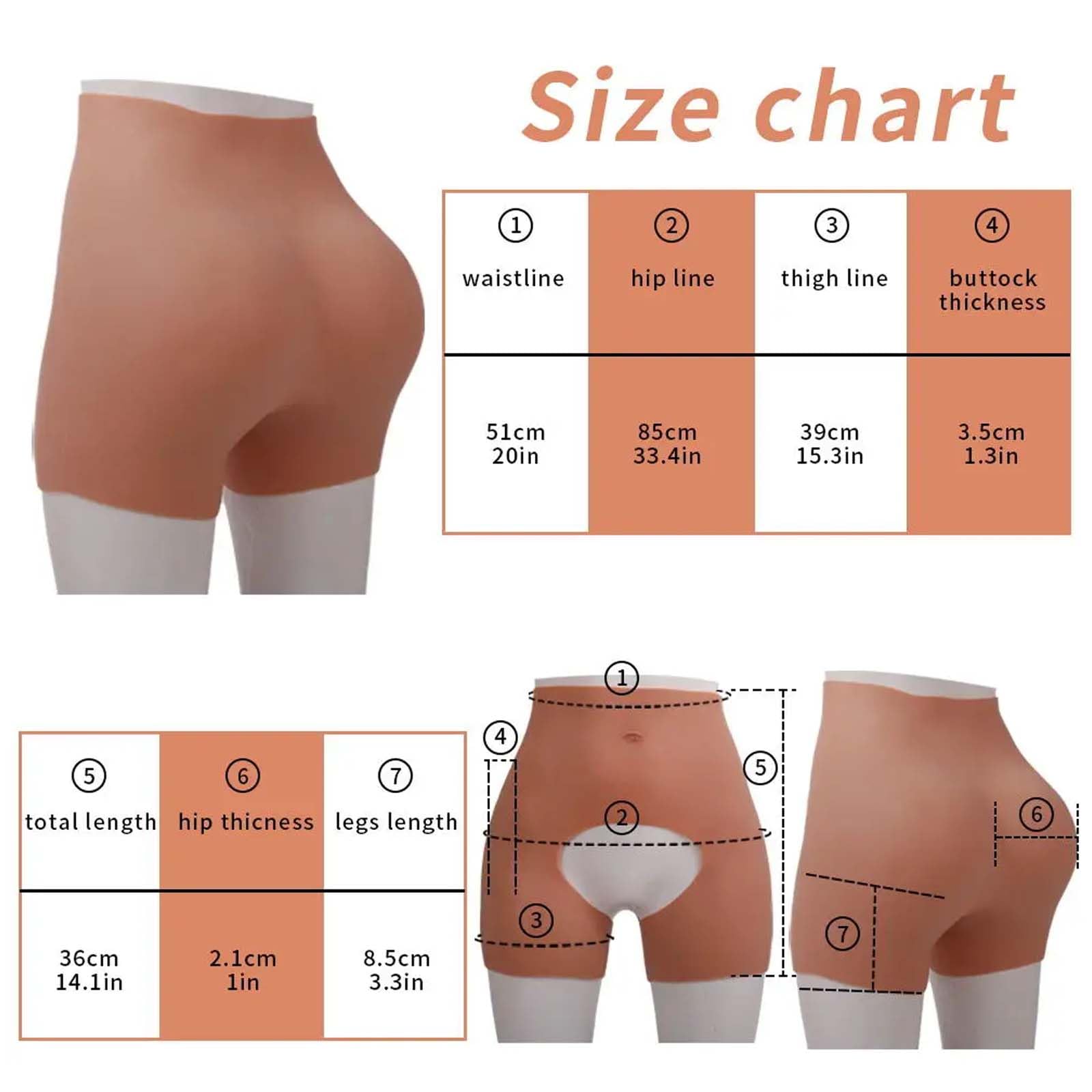 Adima Shorts Reductores De Gluteos De Silicona De Entrepierna Abierta Realzador De Caderas para Drag Queen Crossdresser Cosplay,Color3,T3.5