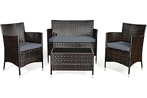 Elegant and Comfortable 4-Piece Rattan Patio Set for Backyard Oasis