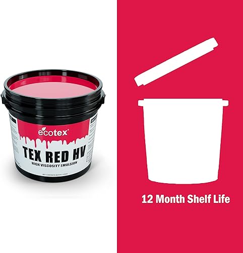 Miniatura 6 de Ecotex Tex Red HV - Emulsión de impresión de pantalla textil de alta viscosidad (32 oz)