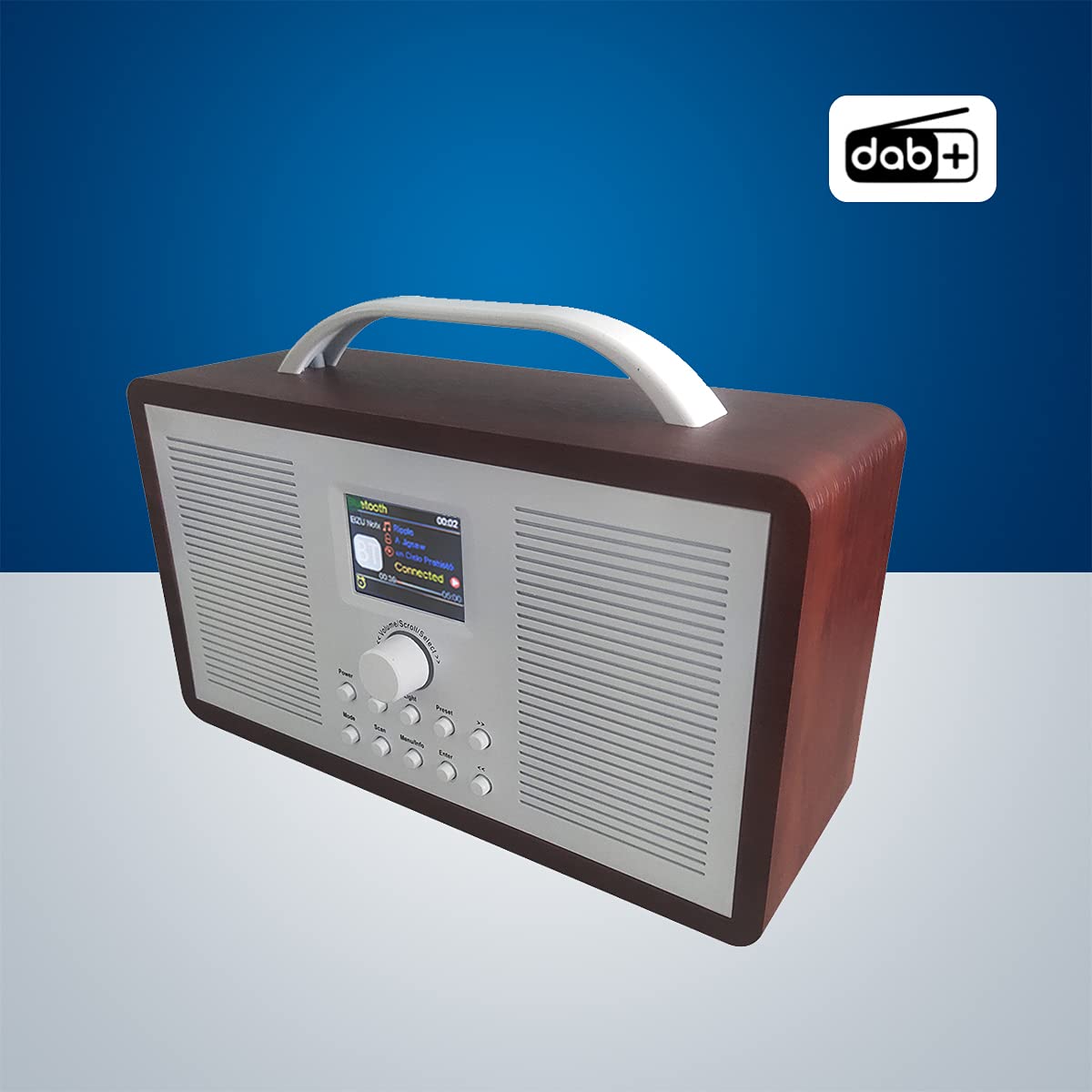 Radio DAB+/FM ALANO In Legno Con Display TFT 2,4″ – Bluetooth, AUX, Sveglia Doppia E Design Retrò Per Cucina O Giardino