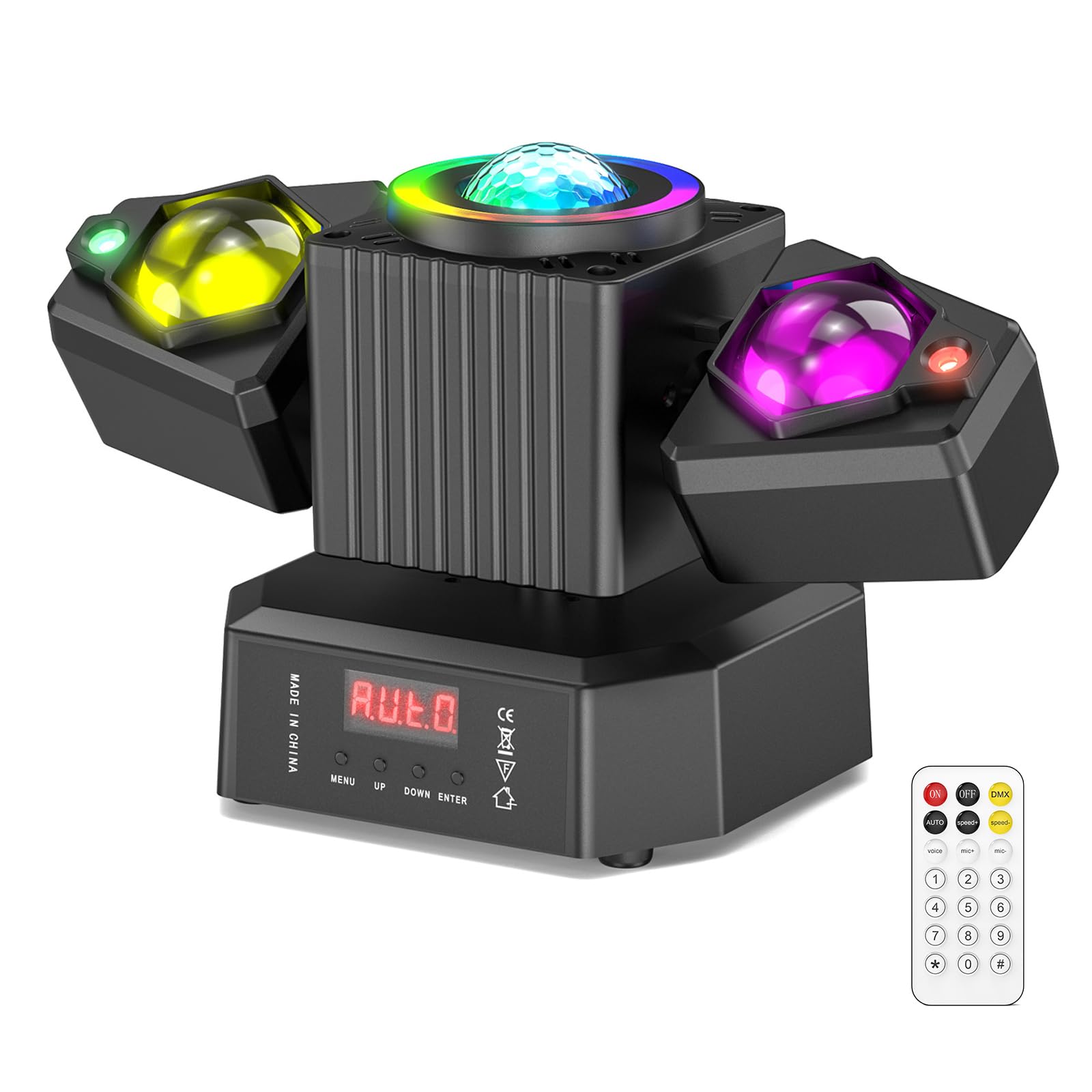 Faretto LED RGBW 4 in 1 65W Mini Moving Head con Telecomando DMX512 per Festa Discoteca DJ Bar
