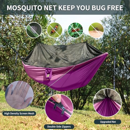 Image of Hammock for Kids, Camping Hammock with Mosquito Net, Lightweight Nylon Portable Hammock with 10ft Tree Straps,Children Hammocks for Travel Hiking Backpacking Beach Patio