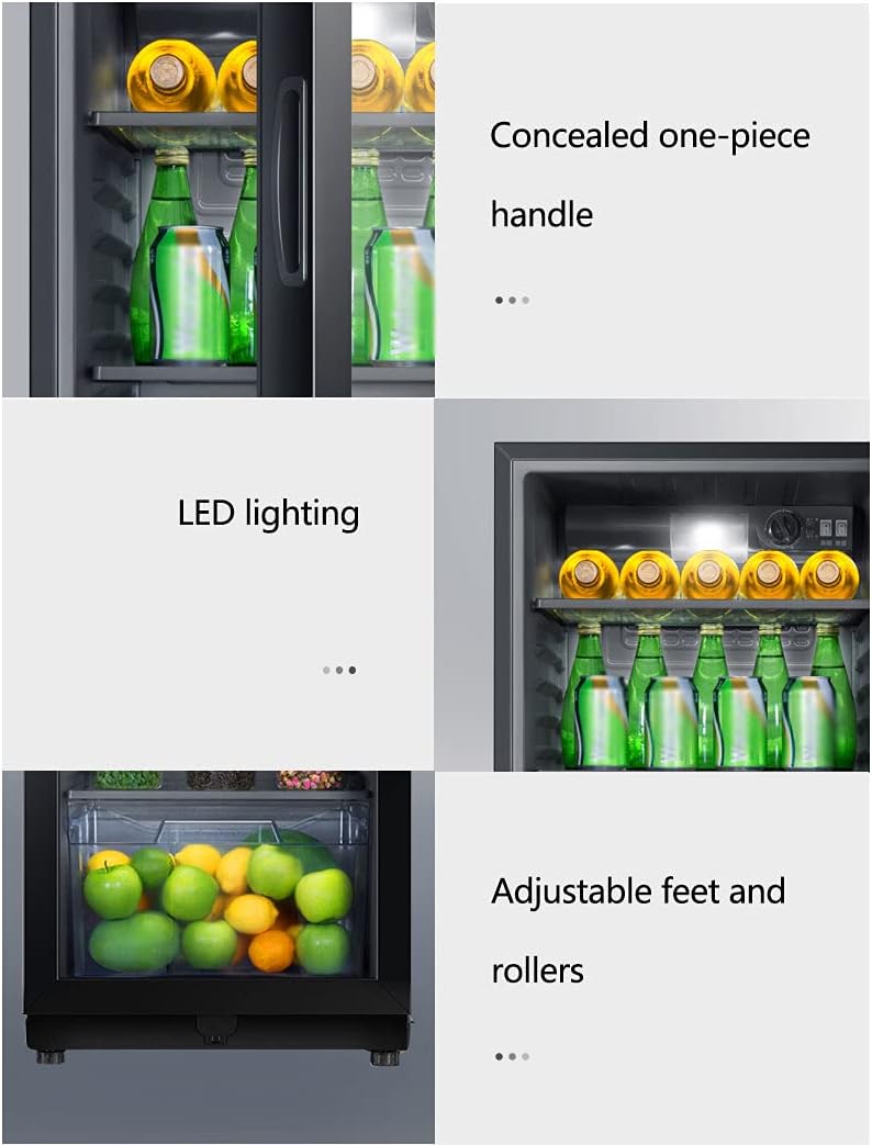 Freestanding Mechanically Controlled Ice Bar/Wine Cabinet (refrigerated Display Cabinet) 100L Dual Zone Wine Cooler 0°C~15°C Seven-Level Temperature Adjustment Wine and Beverage Refrigerator Black (