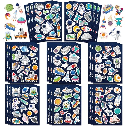 336 Pcs Outer Space Stickers Solar System Planets Astronauts Galaxy Spaceships and Rockets Explore Space Sticker for Craft Supplies Classroom Rewards Space Party Decorations