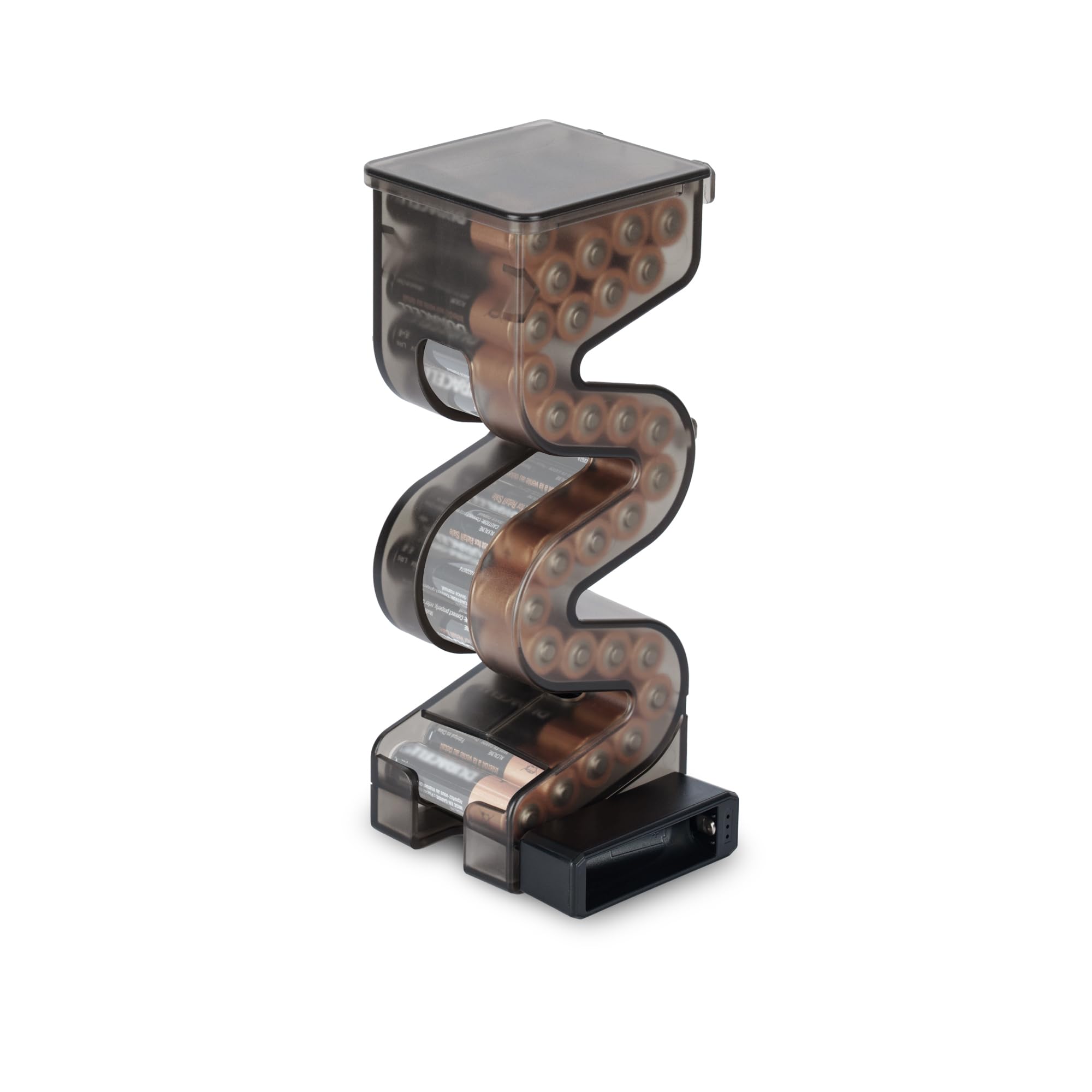 KIWIFOTOS AA Battery Organizer Case Battery Ladder Storage Rack Store Up to 27 AA Batteries Stack Multiple IK.EA Pegboard Mountable with Battery Tester