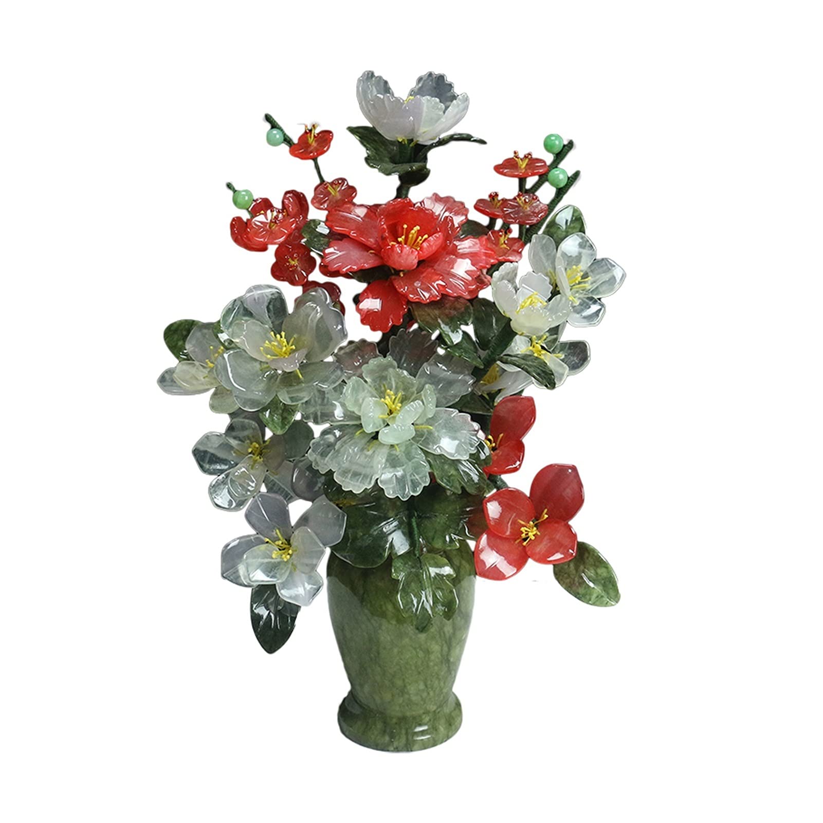 GTHTUHFD Simulation Tree Artificial Bonsai Jade Vase Decoration Bonsai Faux Peony Flower Potted Plant