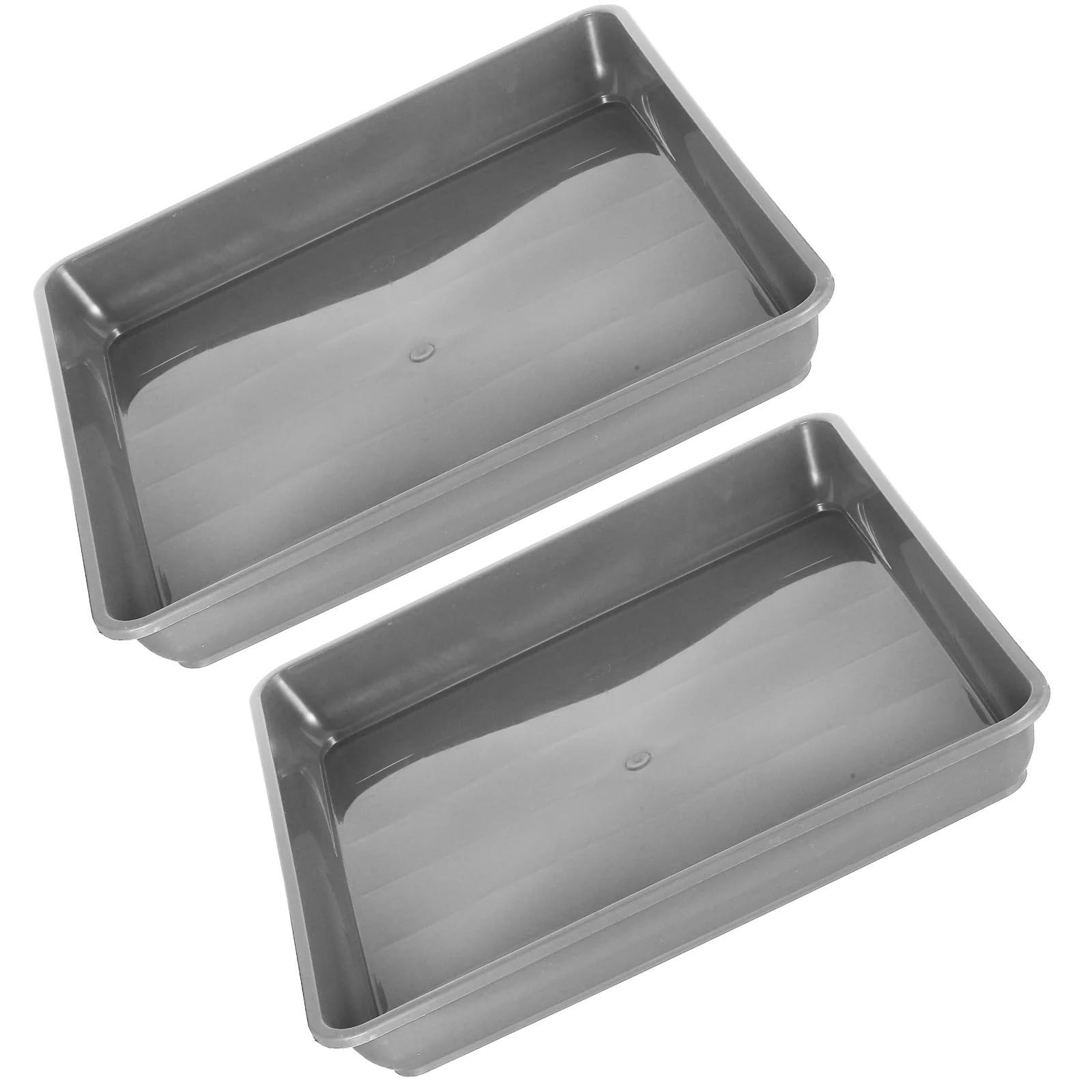 GIUPLOKID Plastic Drip Trays, Grey 2pcs Square Plastic Plant Saucers for Bonsai Succulents Indoor Outdoor Garden