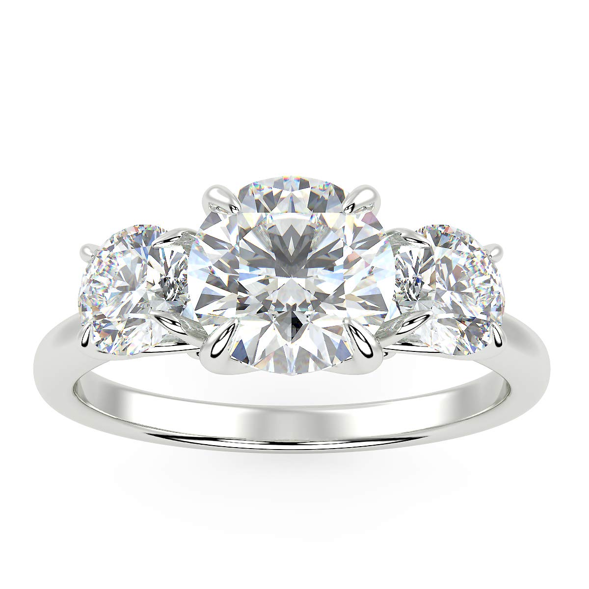 IGI Certified 14K Gold 1-2/3 Cttw Brilliant-Cut Lab Created Diamond 3-Stone Engagement or Anniversary Ring (G-H Color, VS2 Clarity)