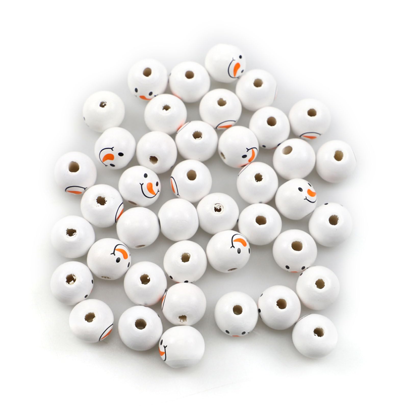 Buxuaaaa Snowman 50 Pieces Wooden Buttons For Craft Garland Decoration Wooden Beads Garland Making Winter Christmas Party Beads
