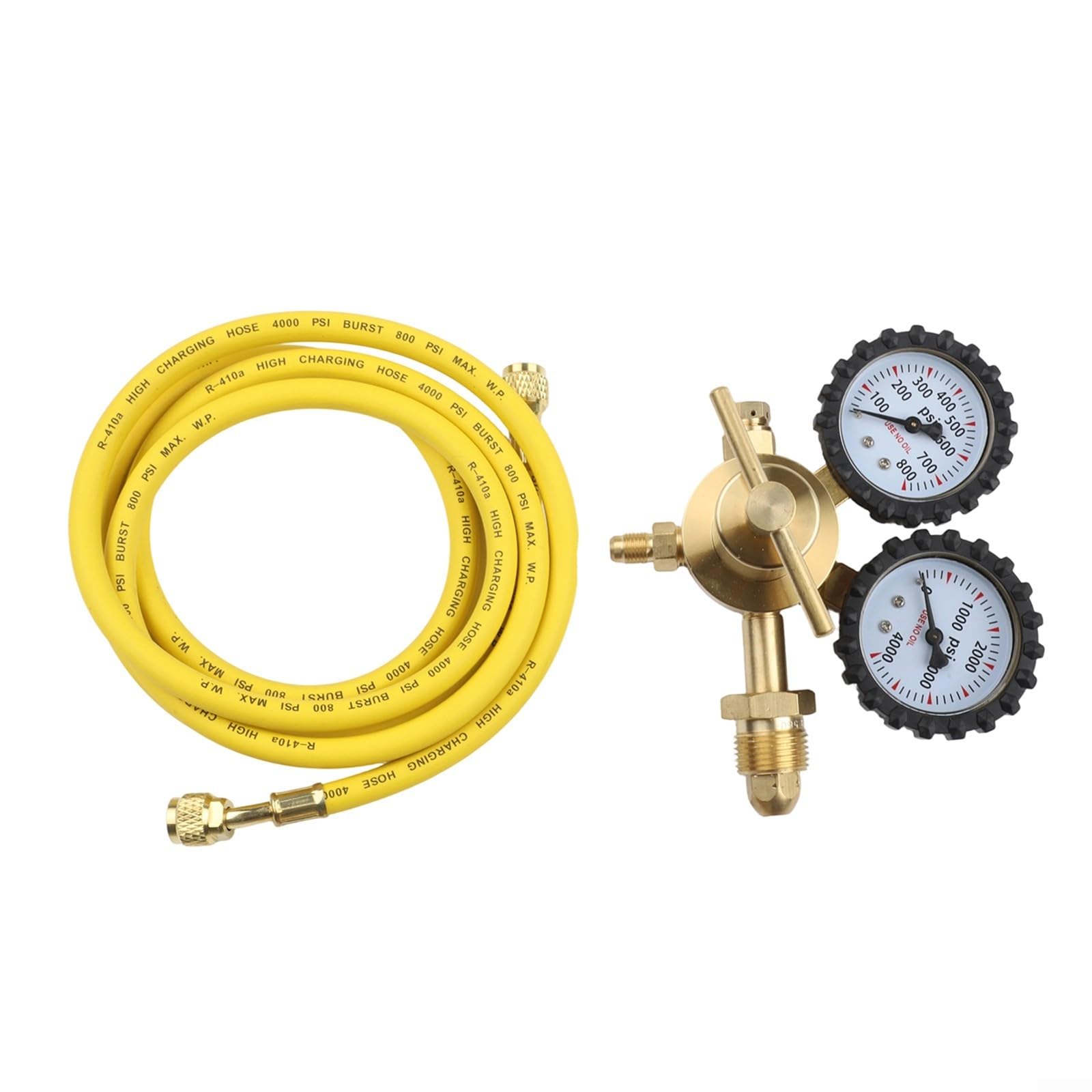 Regulador de presión de nitrógeno de latón con manómetro para G5/8 y CGA580 Kit de conexión incluye manguera de 2 m para sistemas de control de gas industriales y de laboratorio de alta presión (B)