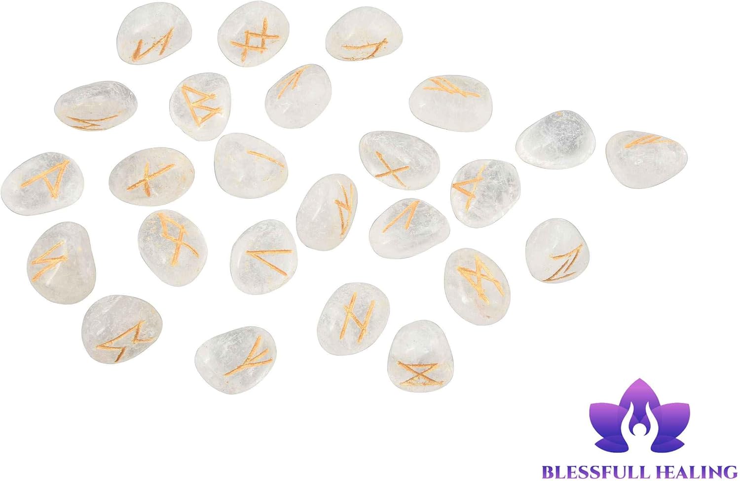 Blessfull Healing Crystal Quartz Tumbled Stones Rune Set of 25 Pcs Crystal Healing Reiki