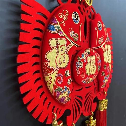 Christmas Decorations Chinese New Year Hanging 2023 Lucky Chinese Knot Red 3D Twin Lantern Fish Oriental Pendant Traditional Tassels Feng Shui Ornament Decor Spring For Party Festival Wall Decor #TOP3