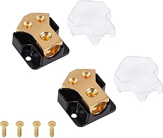 AUTOUTLET 2PCS Distribution Block 0/2/4 Gauge in 4/8/10 Gauge Out Power Distribution Block 2 Way Amp Distribution Connecting Block for Car Audio Splitter