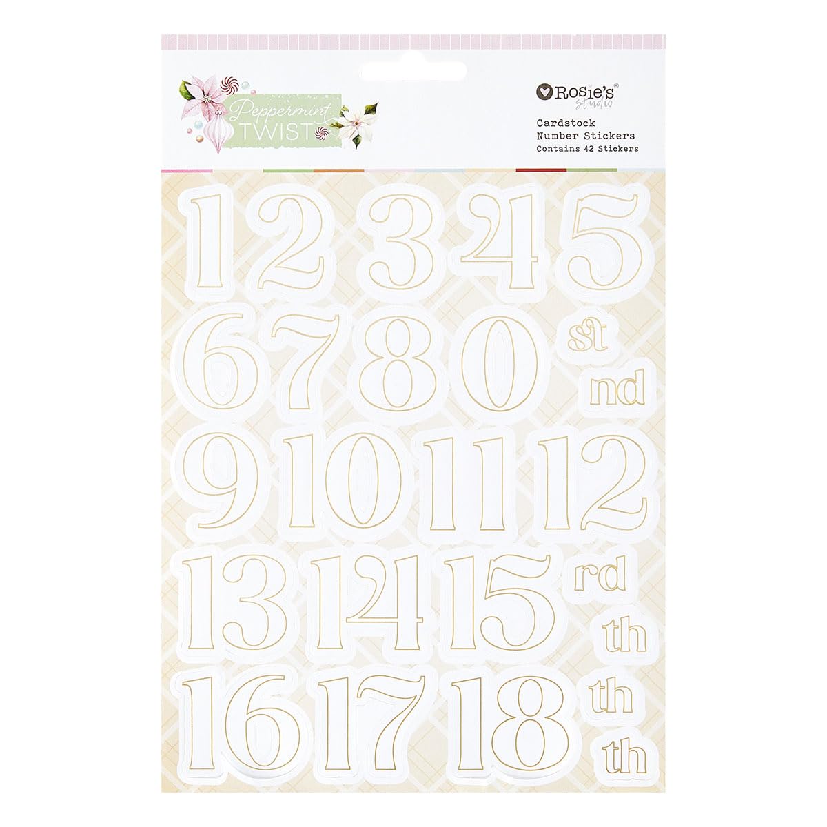 Rosie's Studio Peppermint Twist Cardstock Number Stickers