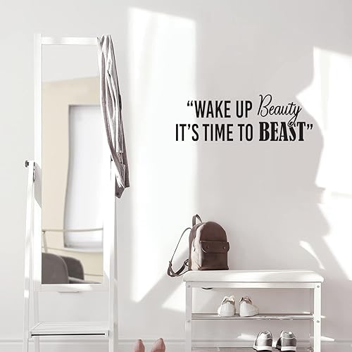 Miniatura 2 de Calcomanía de vinilo para pared, diseño de belleza despierta, es hora de bestia, 12 x 35 pulgadas, calcomanía motivadora de moda positiva y