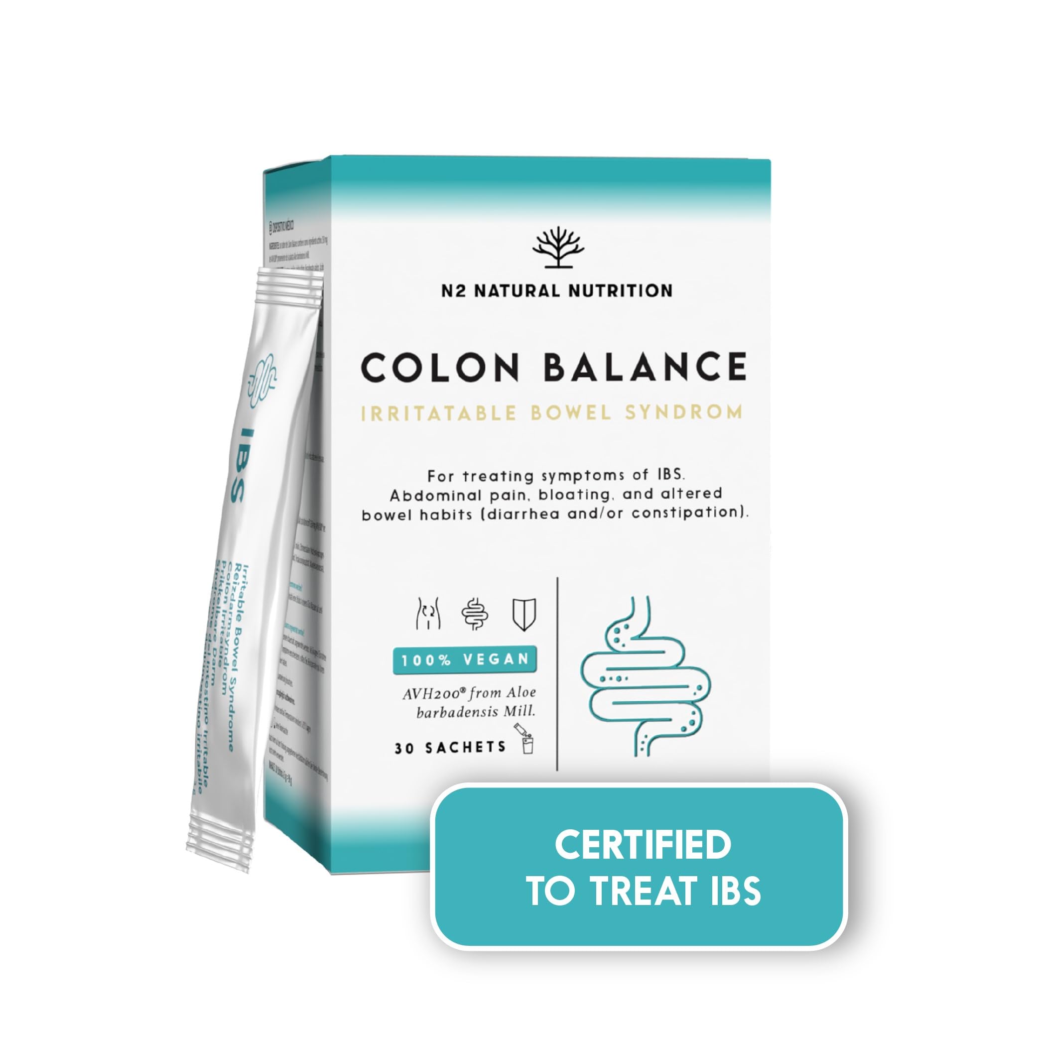 Colon Balance for IBS Relief. Helps Bloating, Constipation & Indigestion + Pain Relief. Clinically Studied, Backed by The University of Gothenburg. Vegan, Gluten & Lactose Free. N2 Natural Nutrition.
