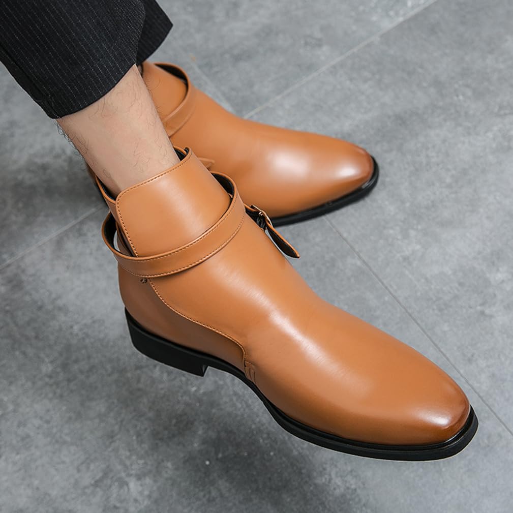 Stivali Chelsea Uomo Pelle PU Scarpe Casual Eleganti per Camminare | Stivaletti Neri Brogue Uomo Infilare Elastico Suola Gomma Antiscivolo Comfort Ufficio Festa Matrimonio Uso Quotidiano