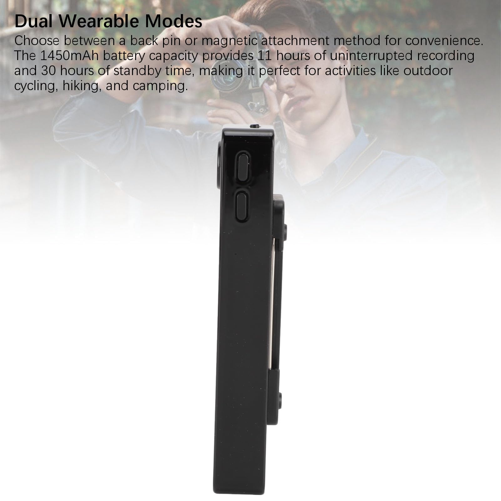 Jectse Caméra Corporelle avec Enregistrement Audio et Vidéo, Enregistreur Vidéo Portable HD 1080P, Caméscope de Poche Magnétique D'enregistrement en Boucle pour Le Cyclisme des Gardes