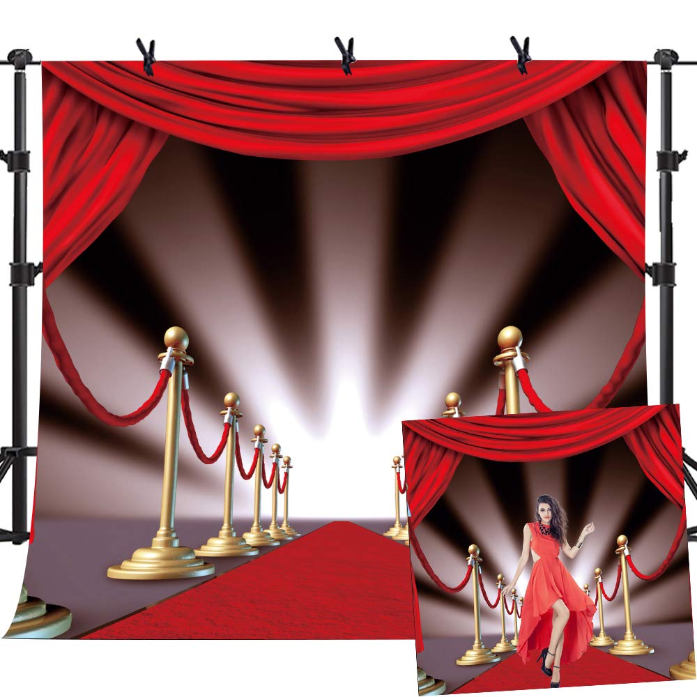 MTMETY Red Carpet Stairs Star Photography Backdrop - 10x10ft Vinyl Studio Props ME496