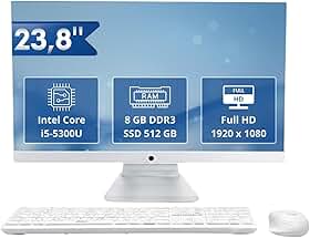 Computador All in One Grasep 23,8" Full HD Intel Core i5-5300U, 8GB RAM, SSD 512GB M.2, com Teclado e Mouse Webcam e Microfone Integrado