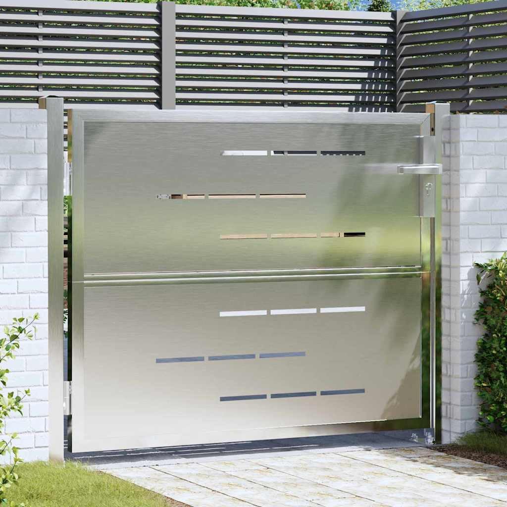 vidaXL Puerta de jardín Plateado 85 x 70 cm Acero inoxidable, Jardín y Terraza, Rectangular, Moderno, Ideas de Diseño para un Espacio Exterior Bonito, Inspiración de Paisajismo, Áreas de Relax