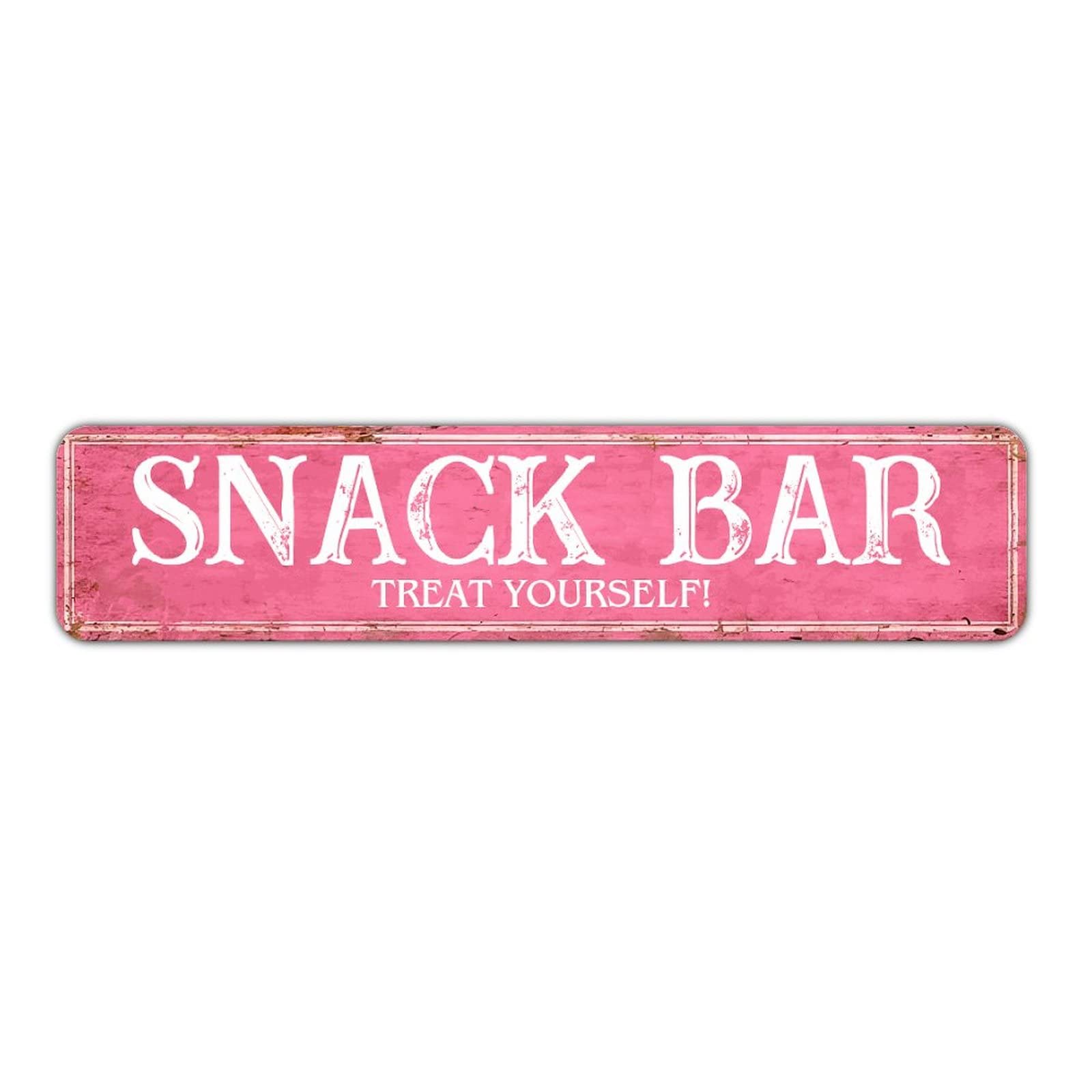 SNACK BAR TREAT YOURSELF Road Signs Word Art Aluminum Street Signs Metal Door Yard 4x16 Inch Decor For Home Indoor Outdoor Man Cave