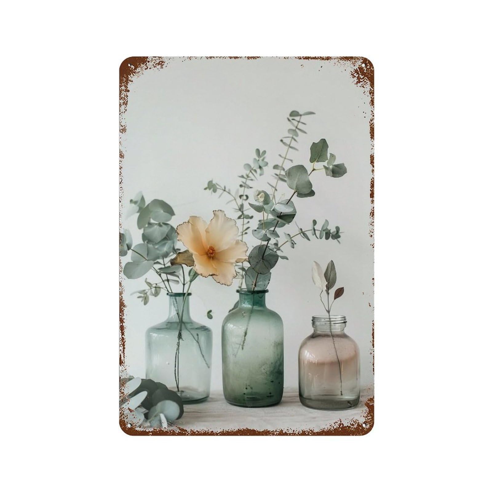 HDURYEYRYY Eucalyptus Glass Vase 01 Wall Retro Iron Vintage Art Metal Tin Sign Poster Modern Home Cofffee Club Art Bar Shop Decor 30x20cm
