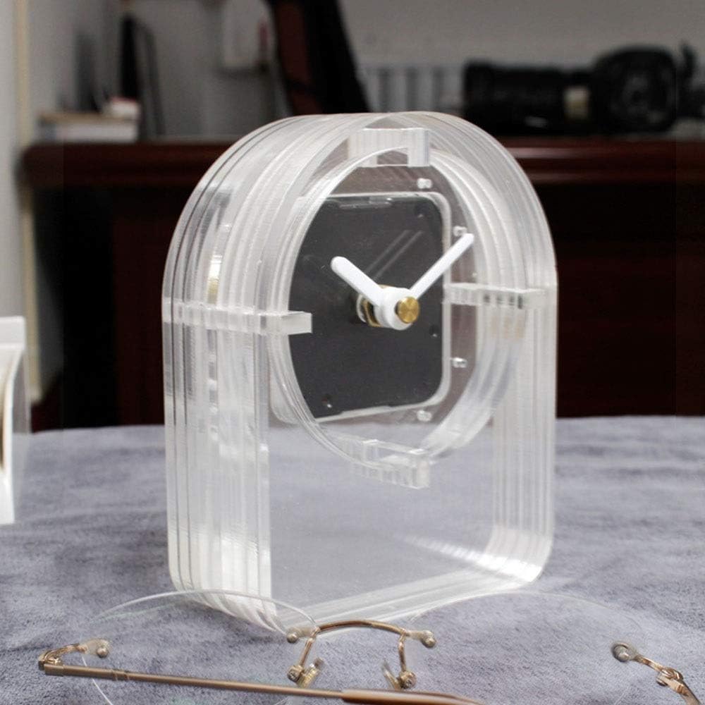 Wall Clock Creative Acrylic Transparent Simpleness Table Clock Dustproof is Easy to Clean 10 * 13 * 4.5cm