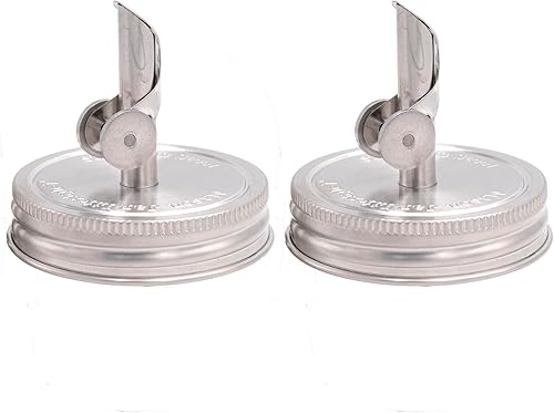 Mason Jar Lifestyle Paquete de 2 tapas de acero inoxidable de boca regular para verter aceite