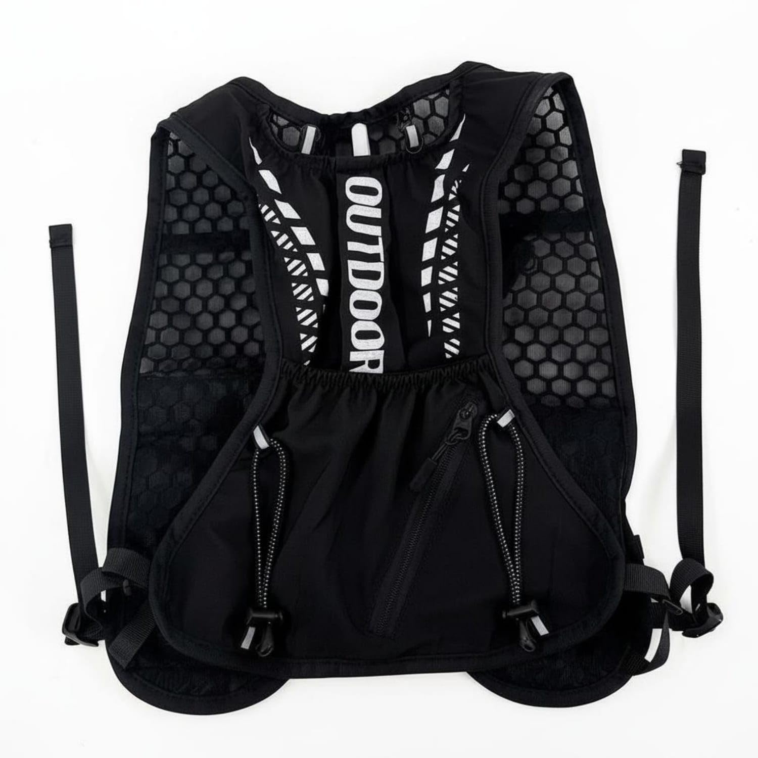 Breathable Mesh Hydration Running Vest Sweat-Wicking Long-Distance Hydration Vest Adjustable Fit 5L Trail Running Pack Multi-Pocket Design for Runners, Cyclists, Marathoners, Hiking, Black|-image-8