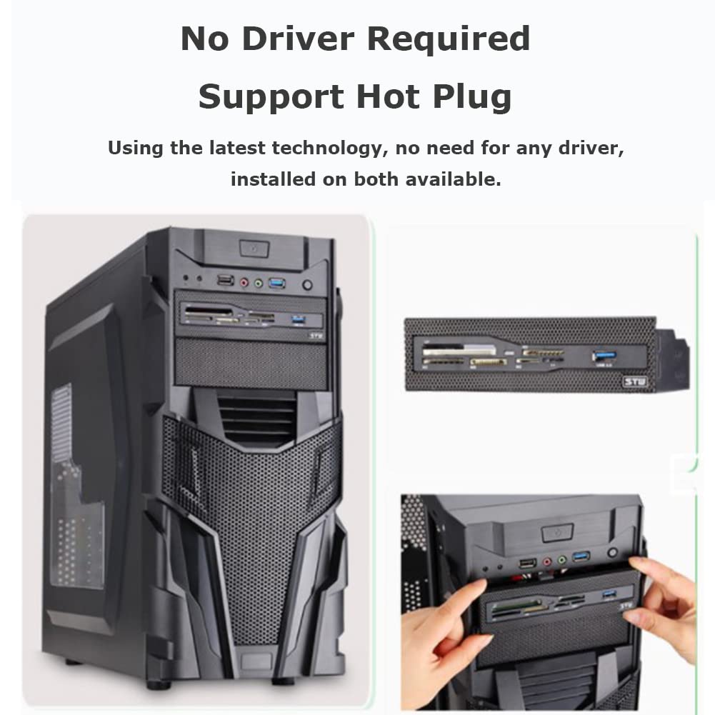 143 Lecteurs de Carte mémoire Interne, Lecteur de Carte Interne PC Port USB 3.0 pour M2 SD MS XD CF Carte TF Tableau de Bord Panneau Avant Capacité maximale jusqu'à 64G