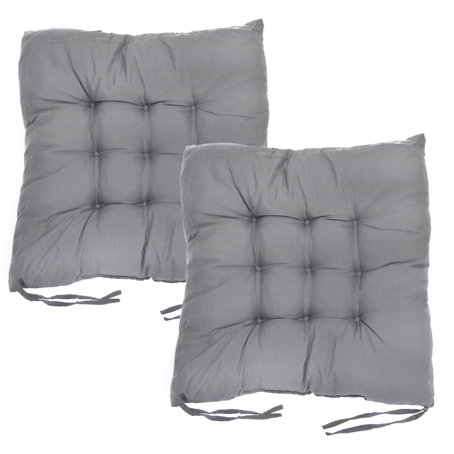 Chair Cushion Cotton Seat Pads for Tatami Sofa Dining Room Decoration 40x40cm (1 Pair, Grey)