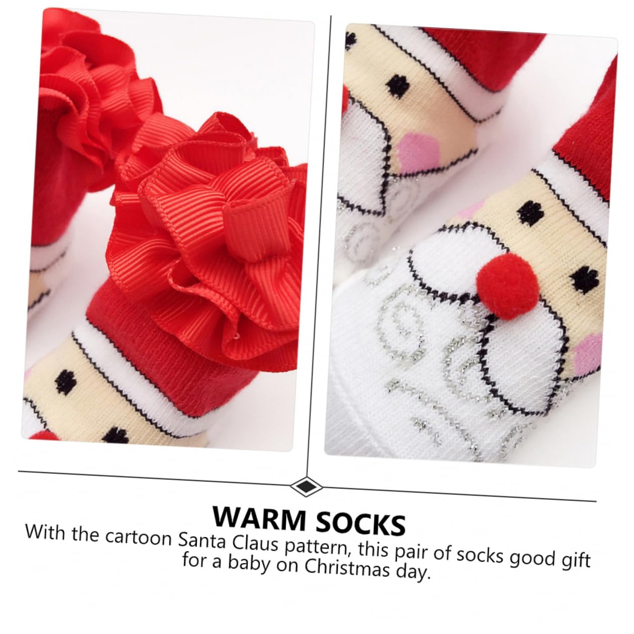 CATIEBYE Santa Claus Christmas Stockings Soft Cotton Socks Warm for Boys 0-12 Months