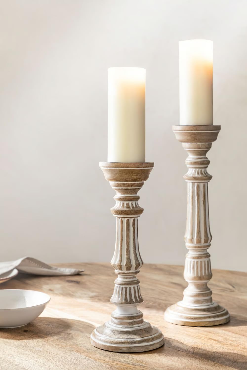 Duadecor Wooden Candle Holder for Home Decoration Set of 2, Decorative Hand Carved Tea Light Candle Stand for Home Decor, Living Room, Dining, Table Centerpiece, Gift Item (Carving) (B0D9FNS9H5) Amazon Price History, Amazon Price Tracker