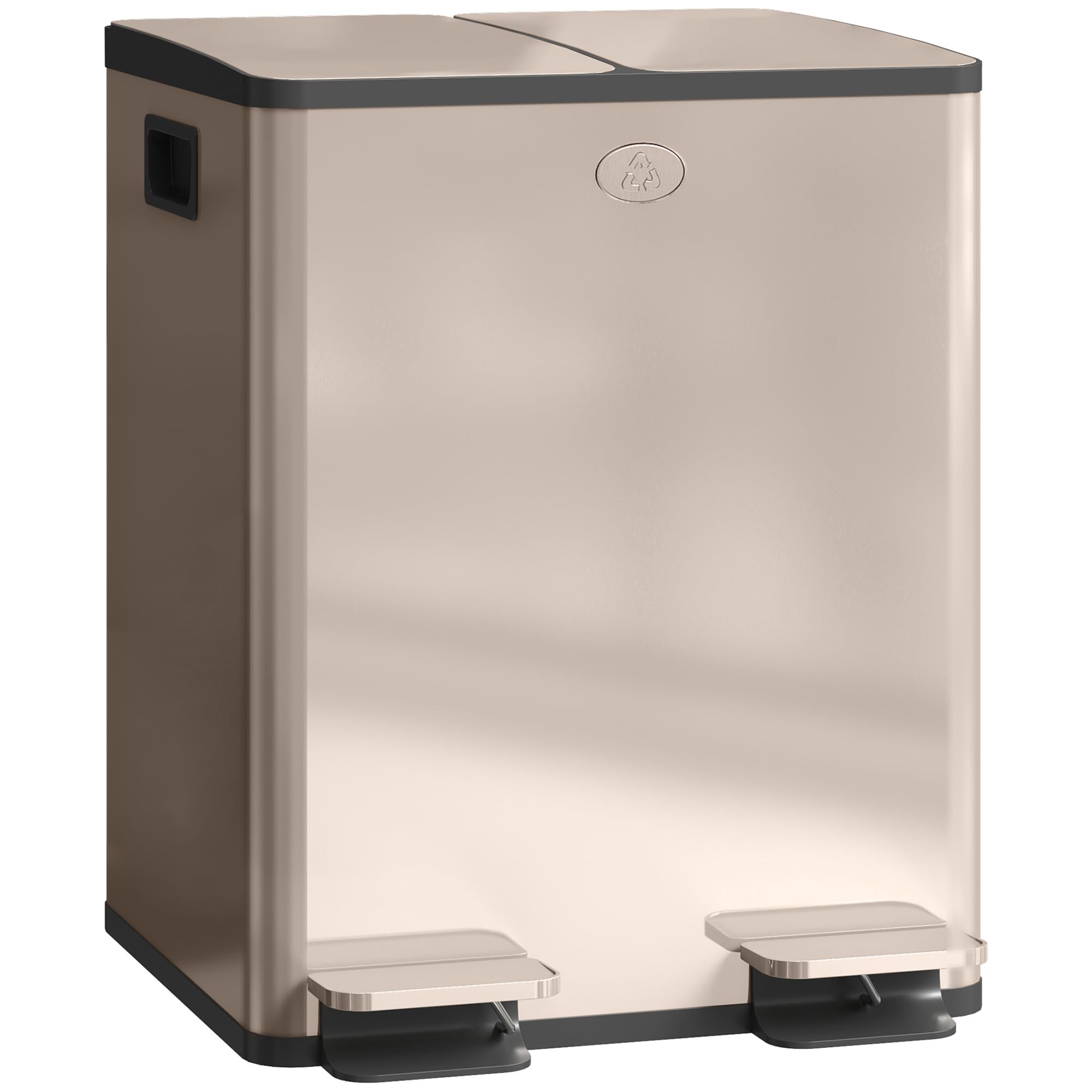 HOMCOM 2 x 20L Dual Kitchen Bin - Stainless Steel - Fingerprint-Proof - Recycling and Waste