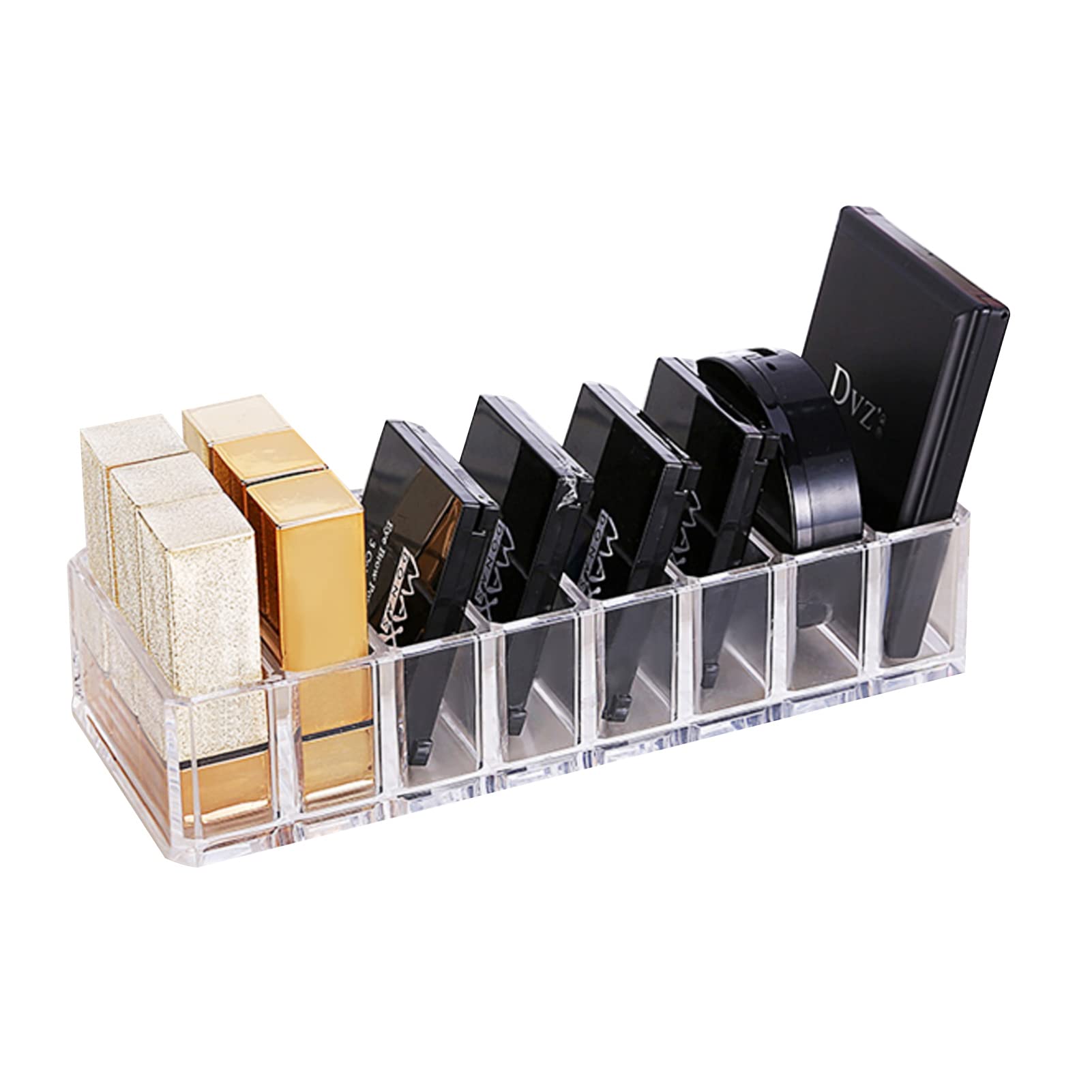DAYONG Clear Acrylic Compact Organizer, Makeup Organizer for Vanity, Blushes Highlighters Eyeshadow Powder Makeup Organizer Holder (8 Slots)