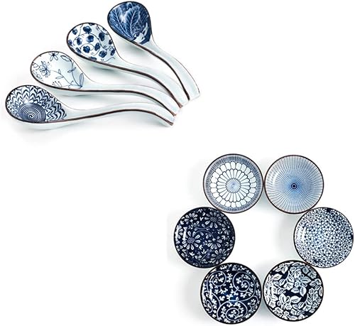 Hoilse Cucharas de sopa asiáticas para dumpling, pho, fideos, miso, Wonton y cuencos de inmersión para sushi, ketchup, mostaza, frutas, frutos